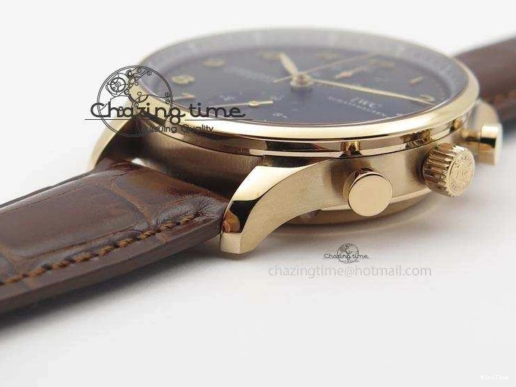 MIROTIME 0115 Portuguese IW371415 ZF 1:1 Best Edition RG Black dial On Brown Leather Strap A Modern 7286